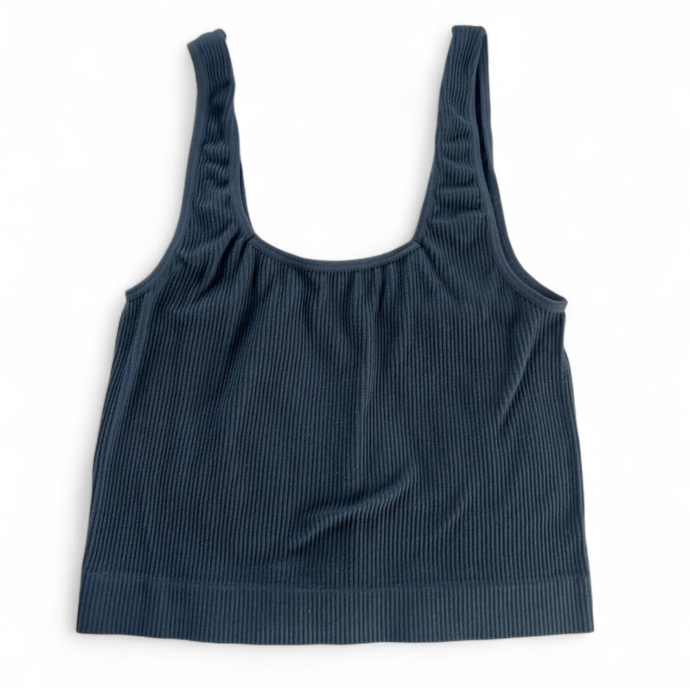Blue Sleeveless Crop Tank Top
